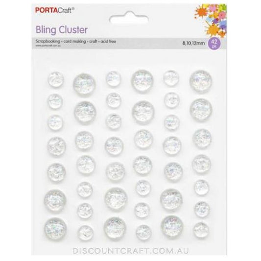 Enamel Gems  8,10,12mm 42pk - Clear with Glitter Strips