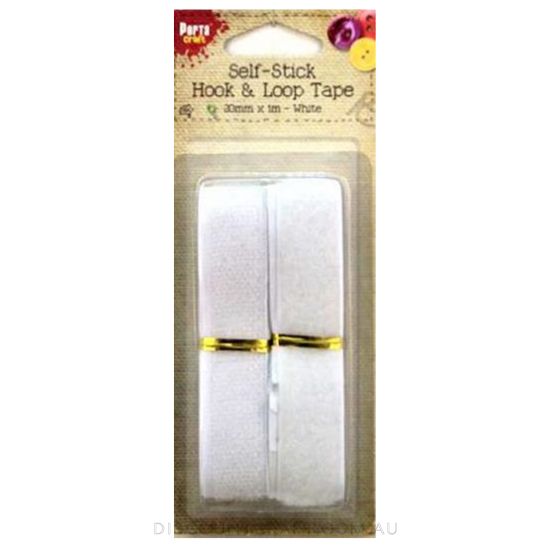 Hook & Loop Self Adhesive Tape 20mm x 1m - White