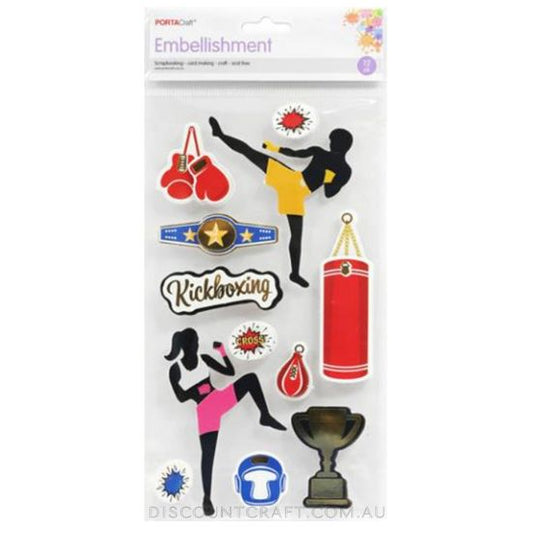Kickboxing Cardboard Embellishments - 12pk
