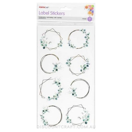 Gold Wreaths Label Stickers 32pk