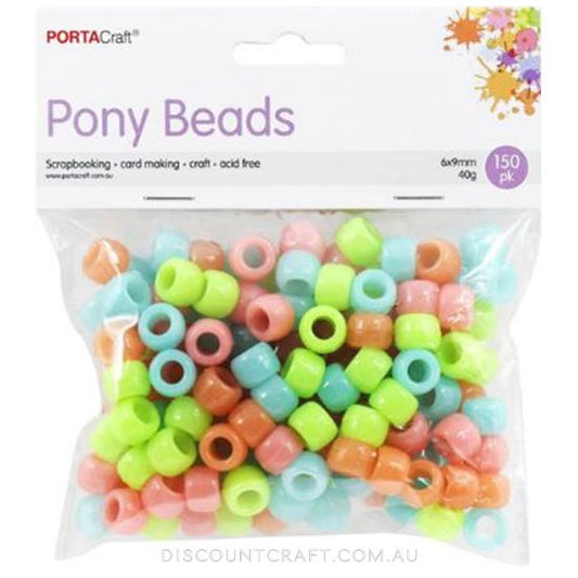 Multi Pastel Pony Beads 6x9mm 150pk