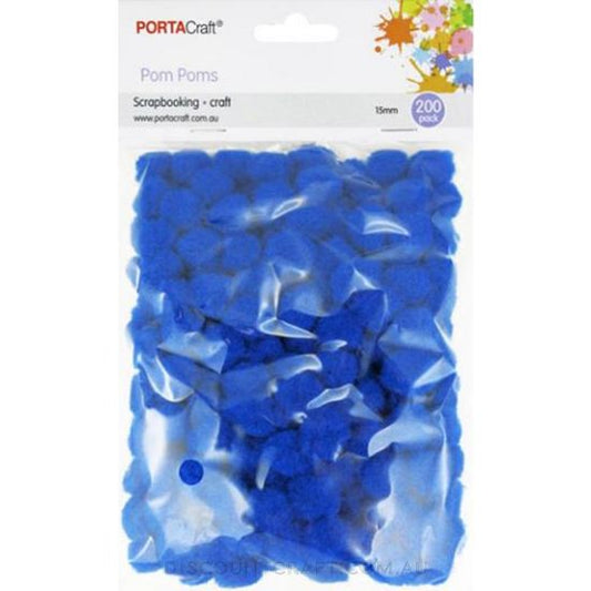 Acrylic Pom Poms 15mm 200pk - Dark Blue