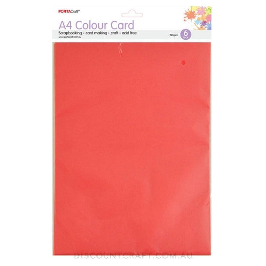 A4 Card 220gsm 6pk - Bright Red