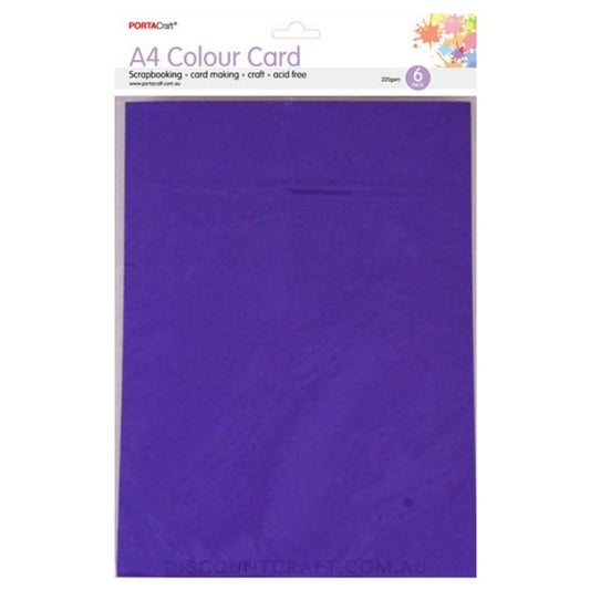A4 Card 220gsm 6pk - Dark Purple