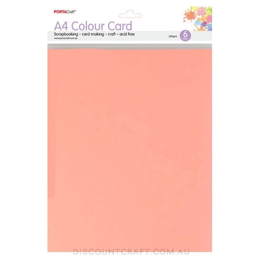 A4 Card 220gsm 6pk - Peach Pink