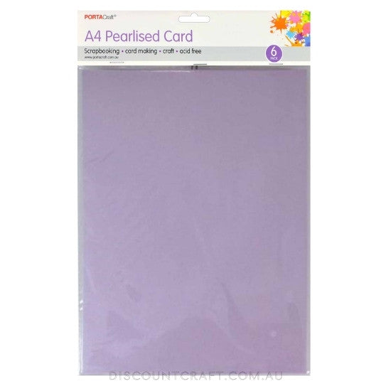 Pearlised Card Heavy Weight A4 250gsm 6pk - Lilac
