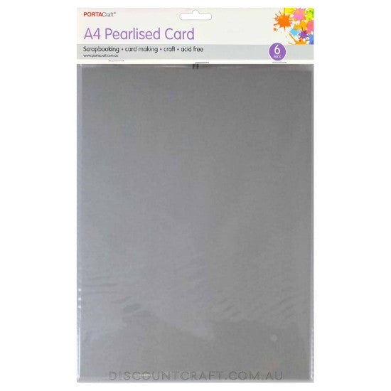 Pearlised Card Heavy Weight A4 250gsm 6pk - Silver