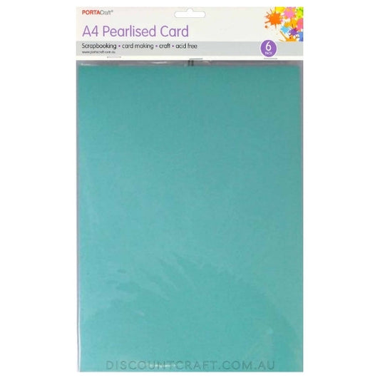 Pearlised Card Heavy Weight A4 250gsm 6pk - Soft Blue