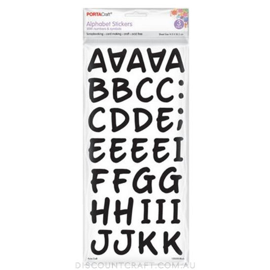 Alphabet Stickers 35mm 3 Sheets - Black