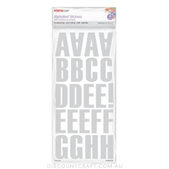Block Alphabet Stickers 5.4cm 4 Sheets - Silver