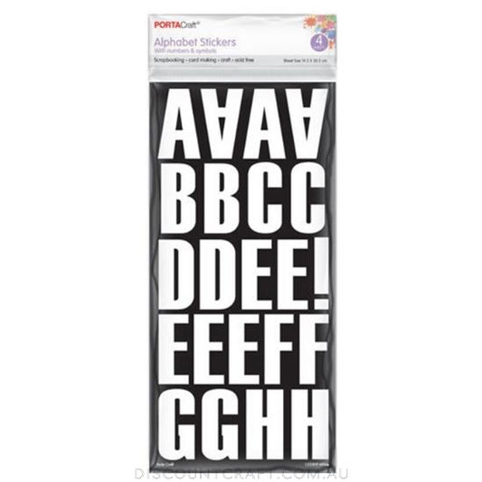 Block Alphabet Stickers 5.4cm 4 Sheets - White
