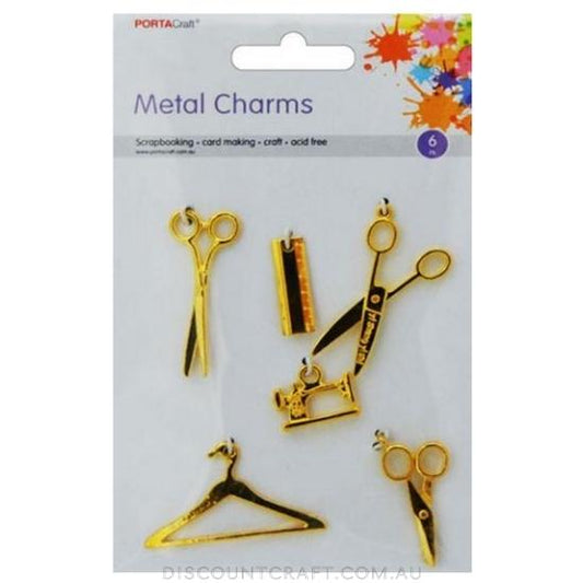 Charms Metal 6pk - Gold Dressmaker