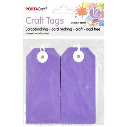 Craft Tag with String 96x48mm 220gsm 12pk - Lavender