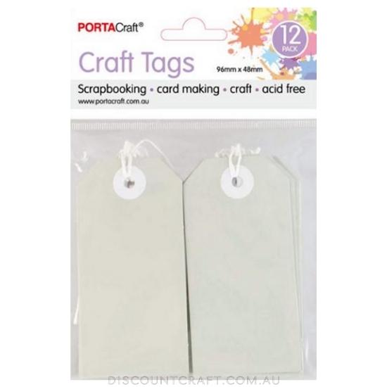 Craft Tag with String 96x48mm 220gsm 12pk - Slate