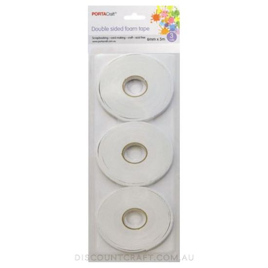 Double Sided Foam Tape 6mm x 5 meter 3pk