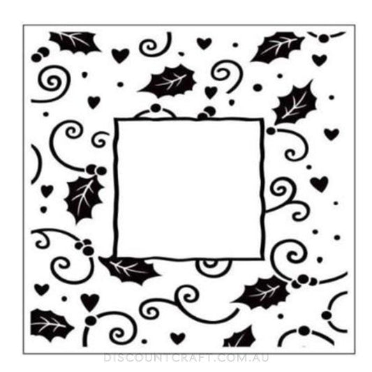 Embossing Folder Square - Christmas Holly Frame