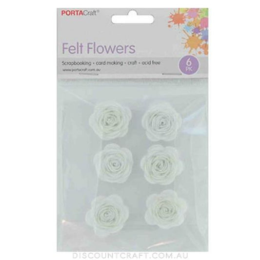 Felt Flowers 30mm 6pk - White