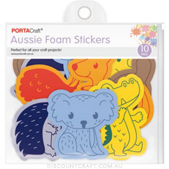 Foam Sticker Shapes 10pk - Aussie Animals