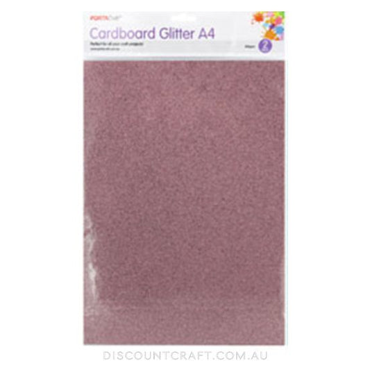 Glitter Cardboard A4 300gsm 2pk - Light Pink