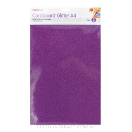 Glitter Cardboard A4 300gsm 2pk - Purple