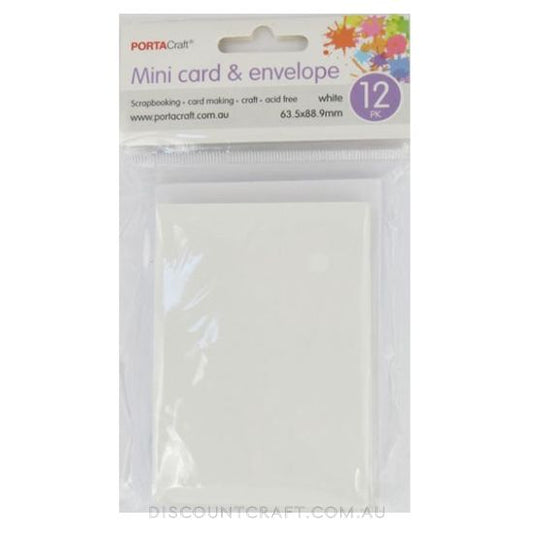 Mini Cards & Envelopes 63.5x89mm 12pc - White