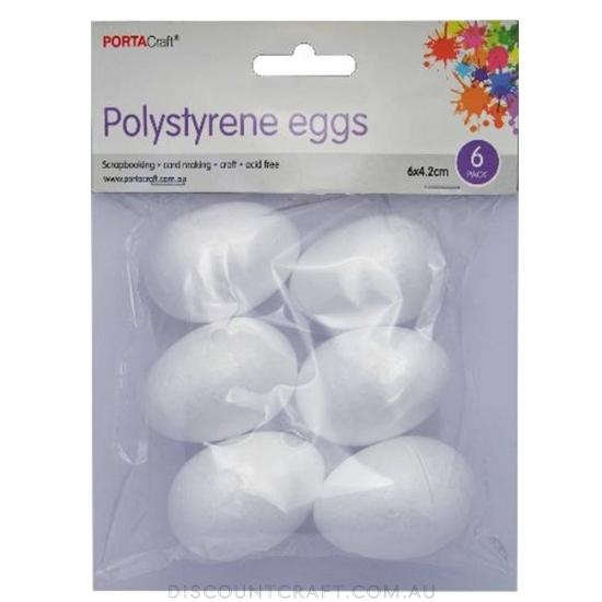 Polystyrene Eggs 42x60mm 6pk