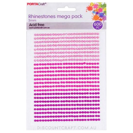 Rhinestone Sheet 3mm 600pc - Pinks Theme