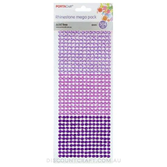 Rhinestone Sheet 6mm 504pc - Purples Theme