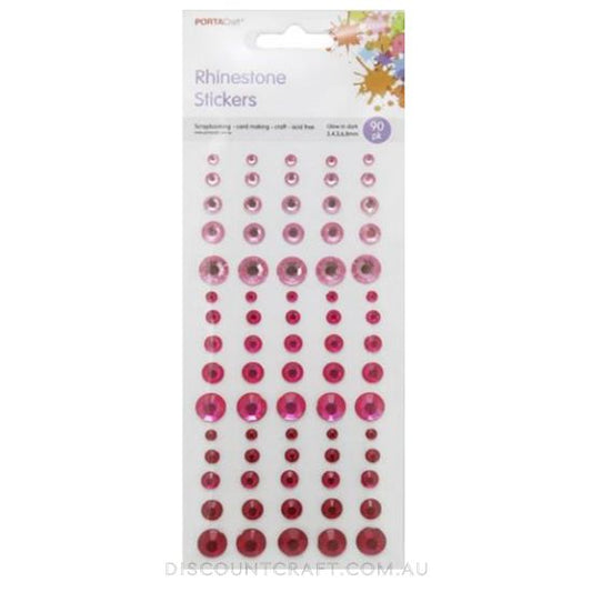 Rhinestone Sheet Multi 2,4,5,6,8mm 90pc - Pinks