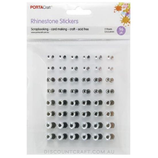 Rhinestone Sheet Multi 3,4,5,6mm 96pc - Clear