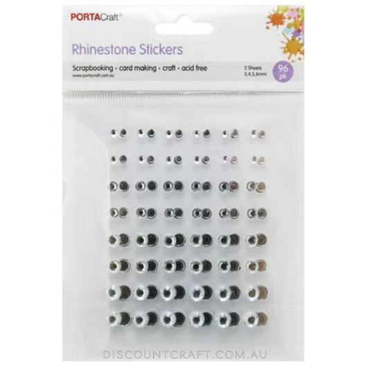 Rhinestone Sheet Multi 3,4,5,6mm 96pc - Clear