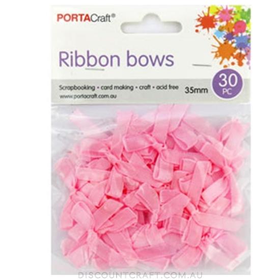 Ribbon Bows 35mm 30pk - Baby Pink