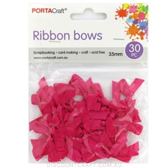 Ribbon Bows 35mm 30pk - Hot Pink