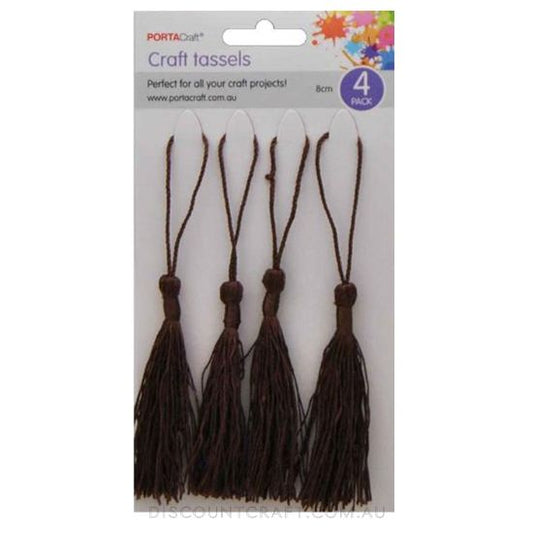 Tassels 80mm 4pk - Chocolate Brown