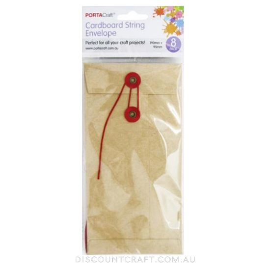 Tie Down Envelopes 190x95mm Kraft 8pk