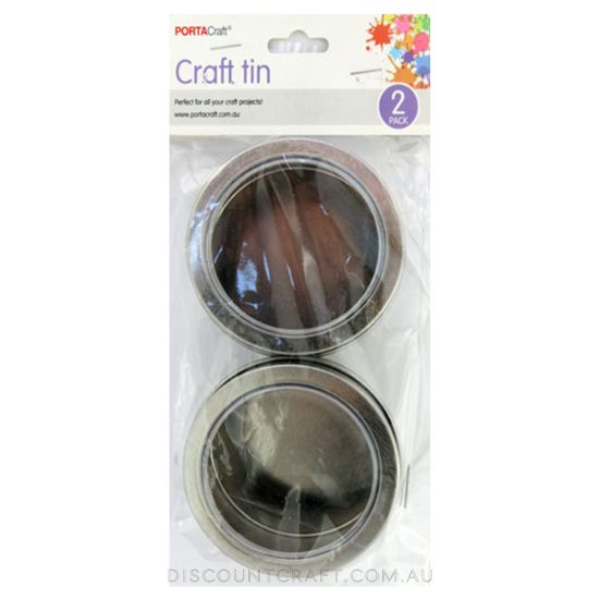 Round Craft Tin with Window Lid 60x30mm 2pk
