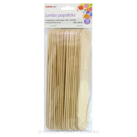 Popsticks 200x22mm Jumbo 18pk Natural