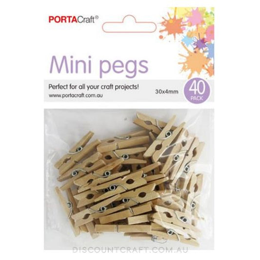 Wooden Clothes Pegs - Mini Natural 40pc