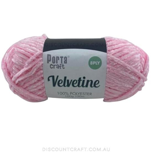 Velvetine Yarn 8ply 100g - Baby Pink