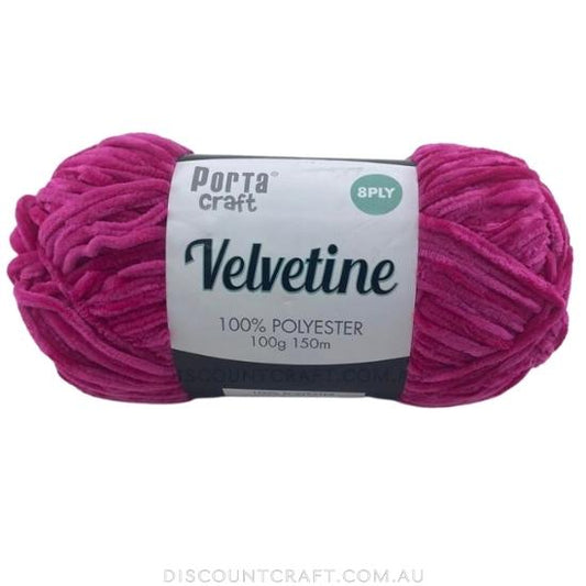 Velvetine Yarn 8ply 100g - Hot Pink
