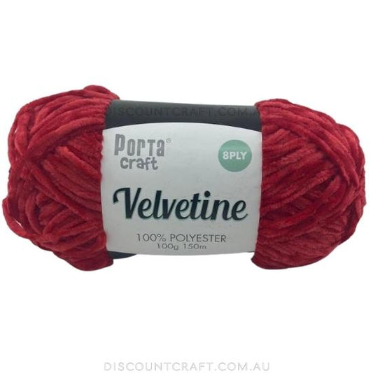 Velvetine Yarn 8ply 100g - Red