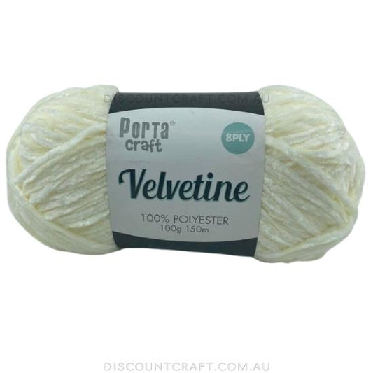 Velvetine Yarn 8ply 100g- White