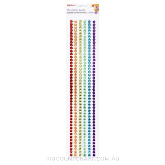 Rhinestone Borders 6mm 31cm 6 Strips - Rainbow