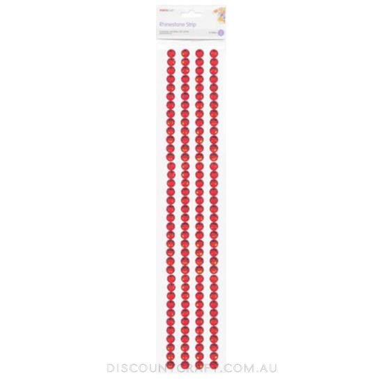 Rhinestone Borders 8mm 30cm 4 Strips - Red