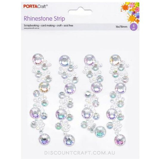 Rhinestone Borders Cluster 16mm 7.5cm 4 Strips - Iridescent