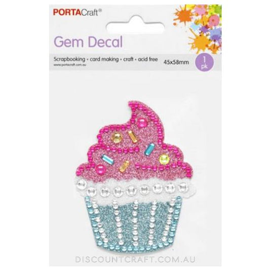 Cupcake Rhinestone Decal with Glitter 45x58mm