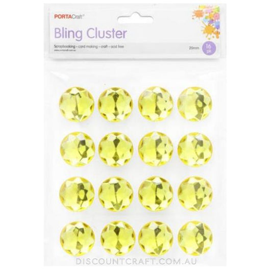 Rhinestone Sheet 20mm 16pk - Yellow