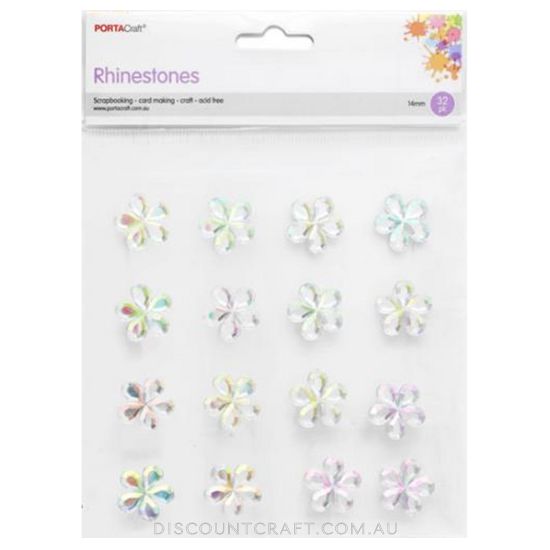 Rhinestone Flowers 14mm 32pk - Iridescent