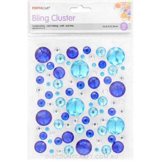 Rhinestone Sheet Multi 4,6,8,10,12,18mm 80pk - Blues