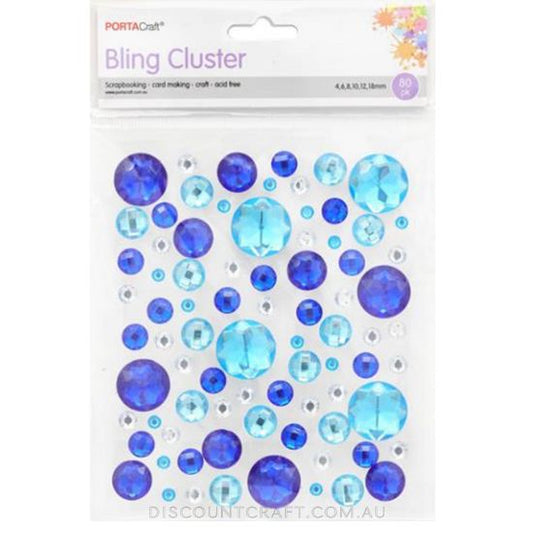 Rhinestone Sheet Multi 4,6,8,10,12,18mm 80pk - Blues